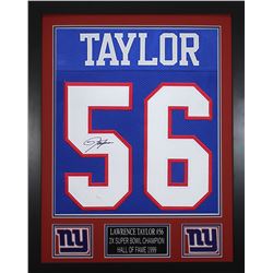 Lawrence Taylor Signed 24x30 Custom Framed Jersey (JSA COA)