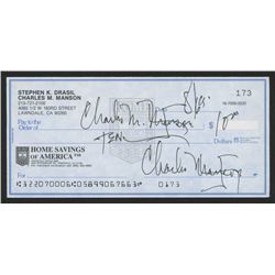 Charles Manson Twice-Signed Personal Bank Check (JSA LOA)