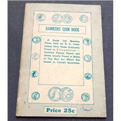 BANKER'S COIN BOOK Small Coin Guide Booklet, Prices Paid for US Coins.