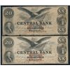 Image 1 : Lot of 2 - Central Bank of Alabama 1855 $20
