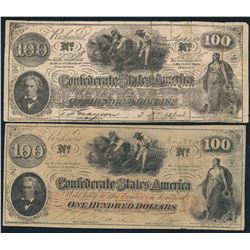 CSA Lot of Two Notes $100 1862 One Original, One Contemporary Counterfeit