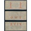 Image 2 : International Bank of Canada 1858 three high grade notes $1, $2, $5 Red Protectors