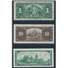 Image 2 : Bank of Canada - 3 notes : $1 1937 BC-21d, $10 1937 BC-24c, $1 1967 L/O
