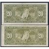 Image 2 : Bank of Canada Lot of two notes $20 1937 BC-25c Coyne-Towers