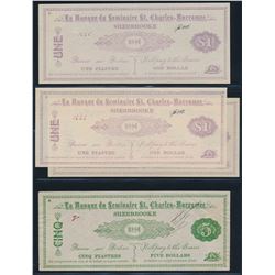 La Banque du Seminaire St. Charles Borromé, Sherbrooke, Quebec Three Notes