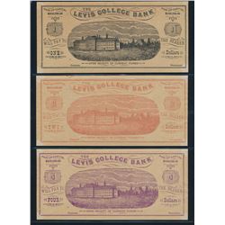The LEVIS COLLEGE BANK Seven Notes Unilingual English 1 Dollars (sic) - 100 Dollars