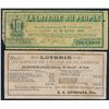 Image 1 : Lot of Two Rare Lottery Tickets Quebec Late 19th Cent.