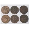 Image 2 : USA 6 Pcs. Large Cents 1838-39 VG-VF Note special reverses