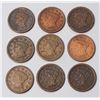 Image 1 : USA 9 Pcs. Large Cents 1849-50 VG-EF Both open & Closed 5's