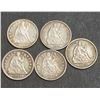 Image 1 : USA - Lot of Five Better Liberty Seated Half Dimes 1857 - 1862 See Description