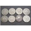 Image 1 : USA - Lot of Eight Shield Nickels 2 x 1866, 3 x 1867, 1 - 1868, 2 x 1868,