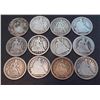 Image 1 : USA Lot of Twelve Different Dimes 1838 - 1850 Mixed grades Poor - VF