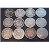 Image 2 : USA Lot of Twelve Different Dimes 1838 - 1850 Mixed grades Poor - VF