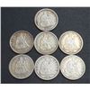 Image 1 : USA - Lot of Seven Nice Liberty Seated Quarters All Different See Description