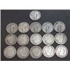 Image 1 : USA - Lot of Ten Barber and Six Walking Liberty Quarters All Different