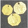 Image 1 : USA - Original California Gold - Lot of 3, pierced 1/4 Doll. 1880; 1/2 D. 1872 2x