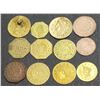 Image 1 : Lot of 12 pieces Undenominated "California Gold" Unresearched, some old.