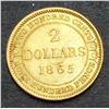 Image 1 : NEWFOUNDLAND - 1865 $2.00 Gold NTD2 EF See Description