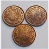 Image 1 : Canada - Lot of Three UNC Large Cents Red and Brown 1911; 1912, 1917