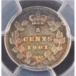 Canada - 1901 5c Certified PCGS AU-55
