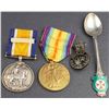 Image 1 : WWI Medals Duo to 4035003 Pte. V. Aubin, 24 Can. Inf. , with VVR Spoon