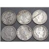 Image 1 : Six Counterfeit USA 50c, - 5 - Barber, 1 - Walking Liberty
