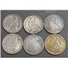 Image 1 : Six Counterfeit Old USA 25c Seated, Barber