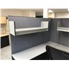 Image 2 : SPACE GREY U-SHAPED OFFICE CUBICLE DESK WITH OVERHEAD COMPARTMENTS, 3 DRAWER PEDESTAL & BLACK