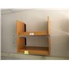 Image 2 : MAPLE OFFICE DESK, 3 BLACK 3 DRAWER PEDESTALS, 6 OAK WALL SHELVES, 2 MAPLE OVER HEAD COMPARTMENTS