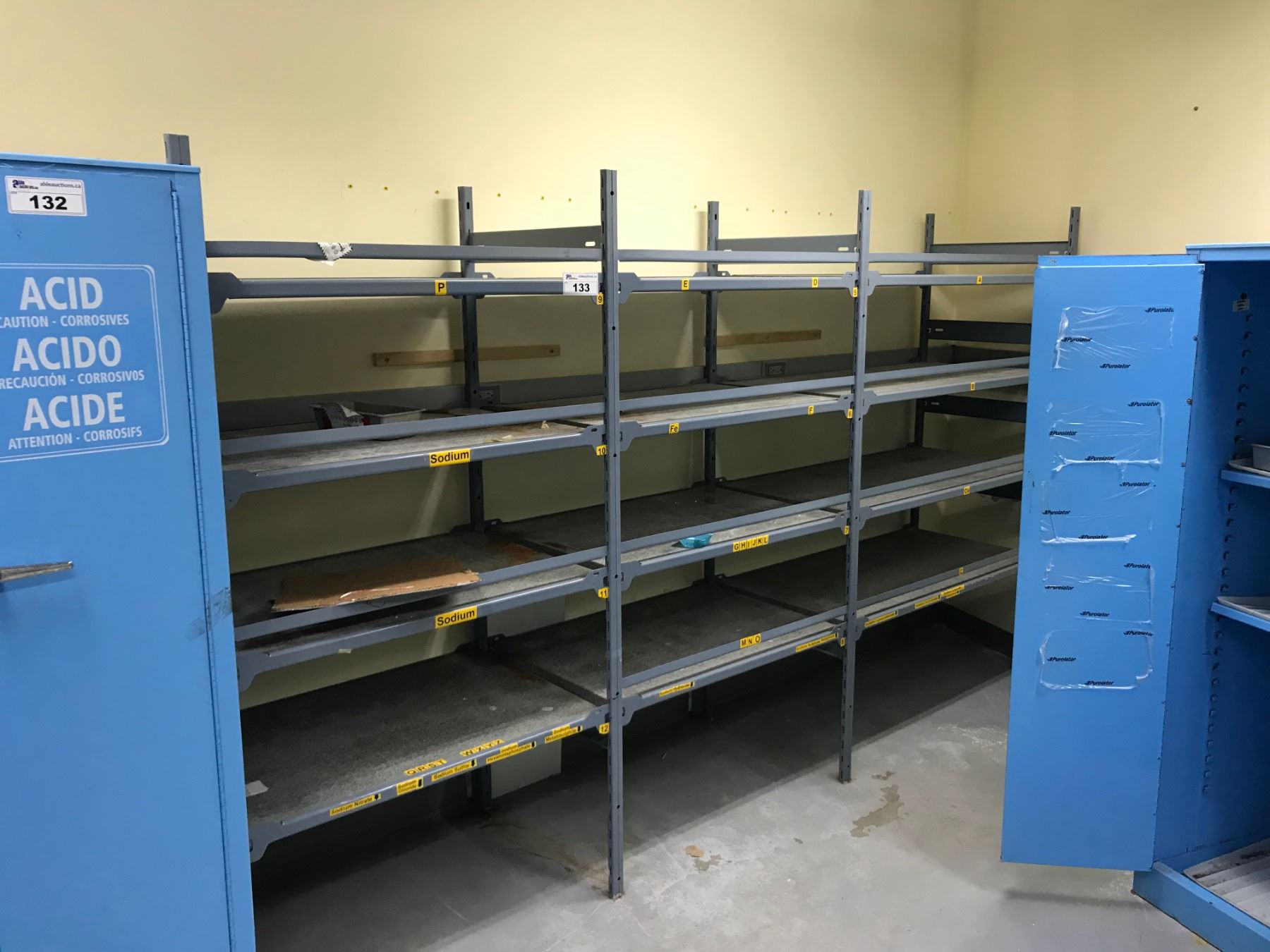 EZ-RECT SHELVING & ASSORTED METAL RACKING LOCATED IN CHEMICAL STORAGE ROOM