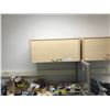 Image 2 : MAPLE OFFICE DESK WITH OVERHEAD, 3 DRAWER PEDESTAL & OFFICE CONTENTS
