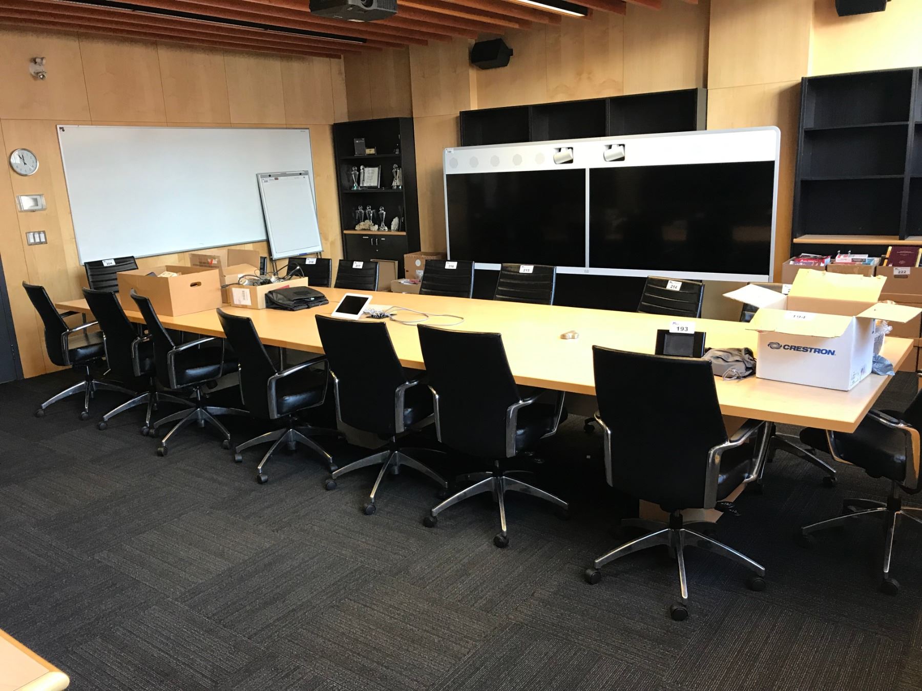 MAPLE 18' BOW STYLE EXECUTIVE POWERED BOARDROOM TABLE WITH EXTRON CABLE ...