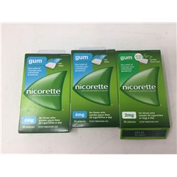 Lot of Assorted Nicorette Gum (3 x 30)