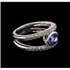 Image 1 : 0.74 ctw Tanzanite and Diamond Ring - 14KT White Gold