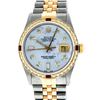 Image 2 : Rolex Mens 2 Tone 14K Mother Of Pearl Diamond & Ruby Datejust Wristwatch