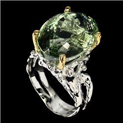 Natural Hand Made Green Amethyst Ring
