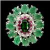 Image 1 : Natural Emerald Ruby & Chrome Diopside Ring