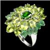 Image 1 : Natural Green Chrome Diopside Emerald Peridot Ring