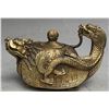 Image 2 : Antique Fengshui Brass  Dragon Turtle Tortoise Wine Pot