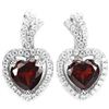 Image 1 : NATURAL DARK ORANGE RED GARNET Heart Earrings