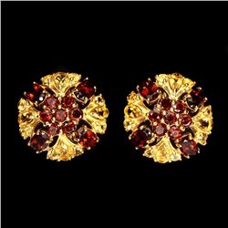 Natural Orange Mozambique Garnet Citrine Flower Earring