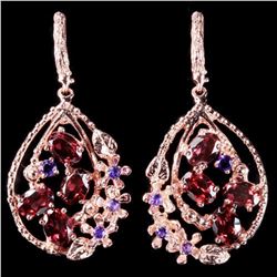 NATURAL AAA RHODOLITE GARNET & AMETHYST Earring
