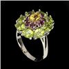 Image 2 : Natural Yellow Citrine Peridot Rhodolite Ring