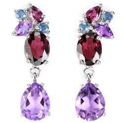 NATURAL AMETHYST RHODOLITE GARNET & IOLITE Earrings