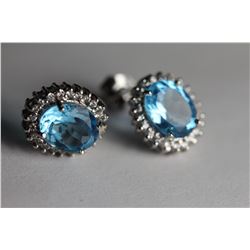 Natural Sky Blue Topaz Earrings