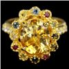 Image 1 : Natural CITRINE & MULTI COLOR SAPPHIRE Ring