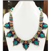 Image 1 : Tibet Hand Made Turquoise, Coral, Lapis Lazuli Necklace