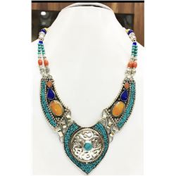 Tibet Hand Made Turquoise & Coral Necklace