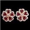 Image 1 : Natural Pear Cut 6x4mm Top Blood Red Ruby Earrings