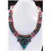Image 1 : Tibet Hand Made Natural Turquoise & Coral Necklace